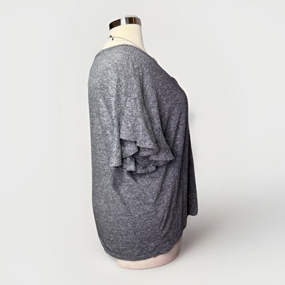 Old Navy T-Shirt Women’s XXL Gray Linen Blend Ruffle Sleeve Top NWT - Picture 4 of 8